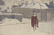 John Singer Sargent Mannikin in the Snow painting